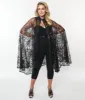 Unique Vintage Black Glitter Spiderweb Mesh Cape sold by Unique Vintage