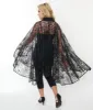 Unique Vintage Black Glitter Spiderweb Mesh Cape sold by Unique Vintage