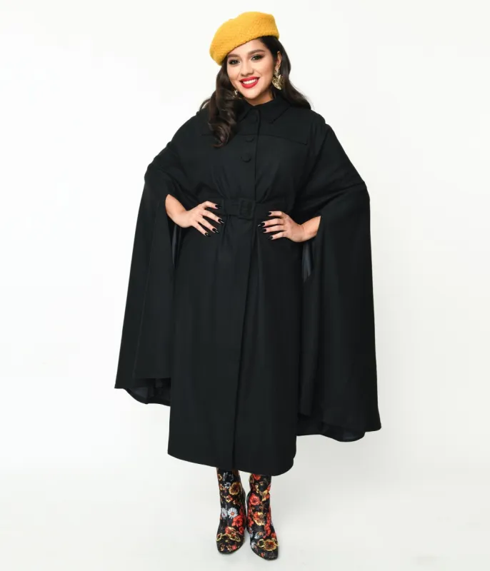 Collectif Black Enola Cape Coat sold by Unique Vintage