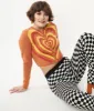 Orange Heart Stripe Cardigan sold by Unique Vintage