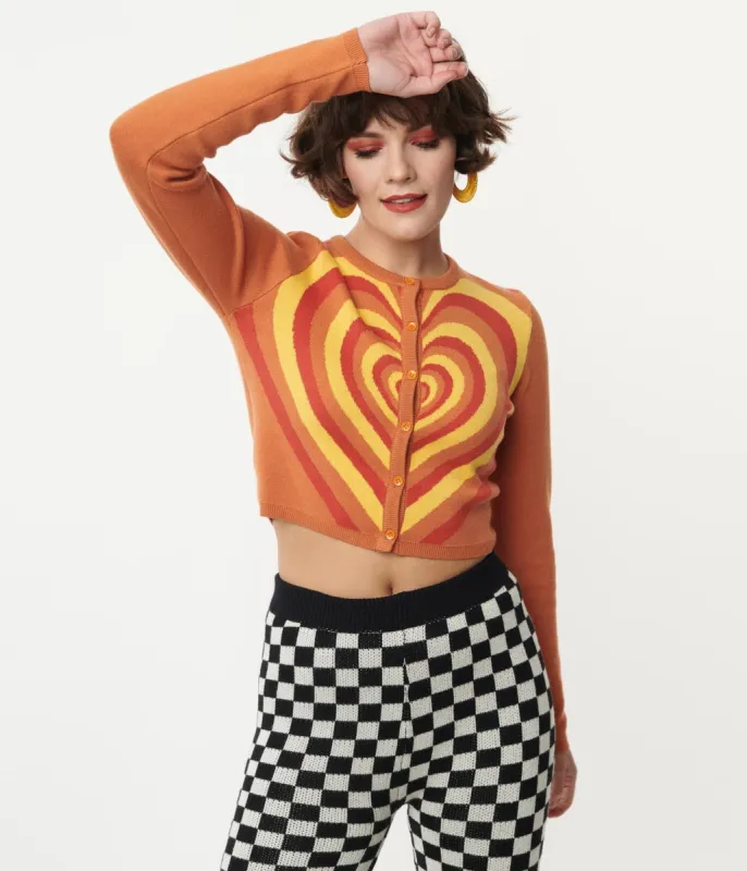 Orange Heart Stripe Cardigan sold by Unique Vintage