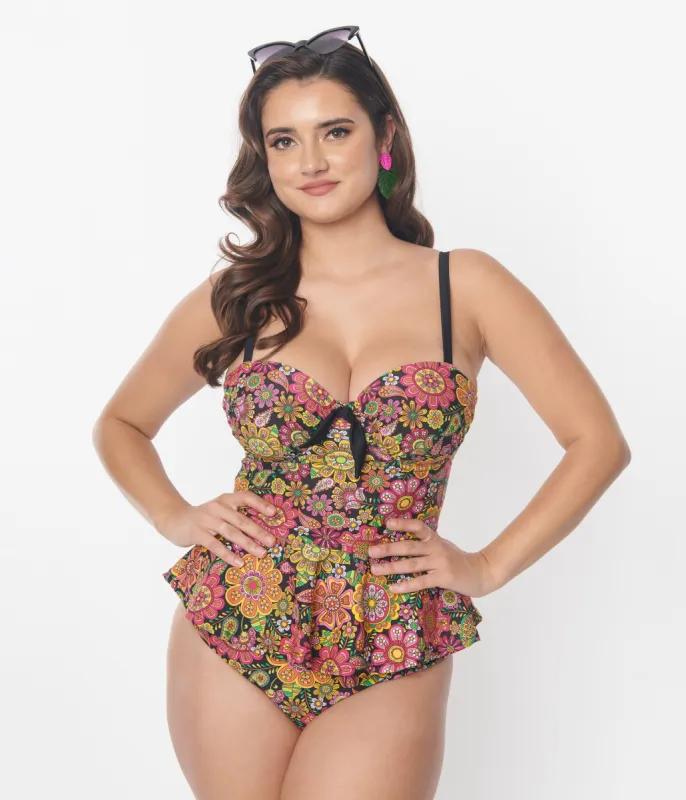 Unique Vintage 1960s Kaleidoscope Floral Daphne Swim Bottoms sold by Unique Vintage