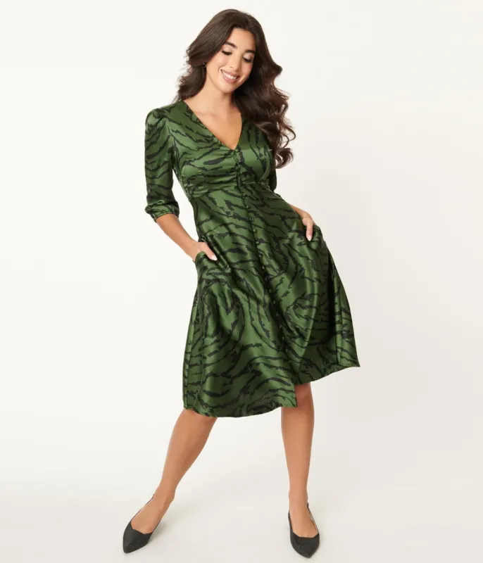 Green Zebra Print Kira Swing Dress sold by Unique Vintage