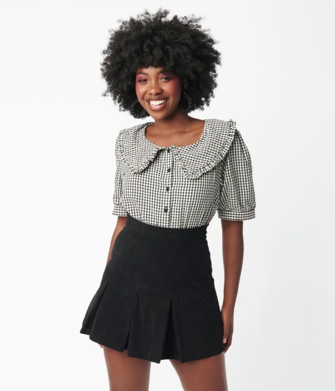 Black & Ivory Gingham Tallulah Blouse sold by Unique Vintage