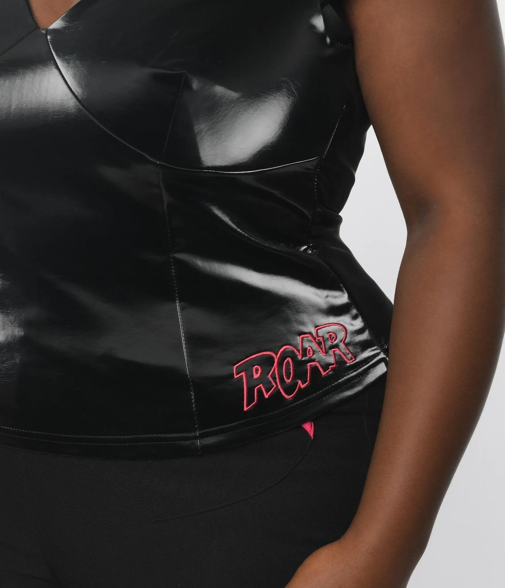 Betty & Veronica x Unique Vintage Plus Size Black Vegan Leather Violet Top sold by Unique Vintage product image thumbnail 2