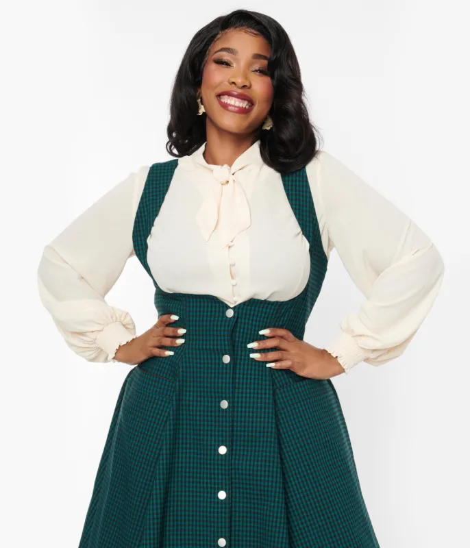 Unique Vintage Plus Size 1940s Ivory Neck Tie Blouse sold by Unique Vintage