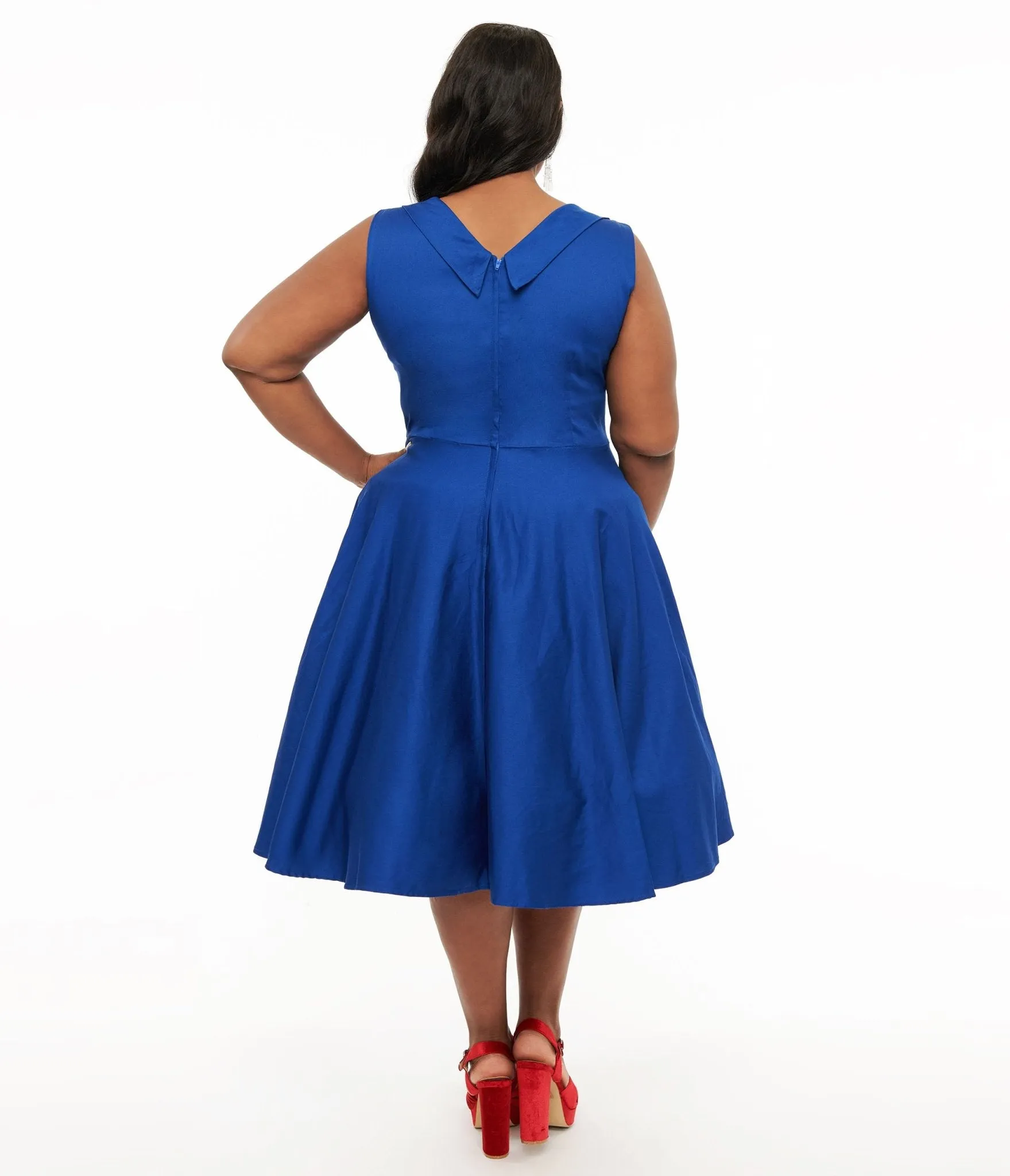 Dolly & Dotty 1950s Royal Blue Grace Swing Dress sold by Unique Vintage product image thumbnail 2