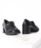 Black Leatherette Chunky Heel Loafers sold by Unique Vintage