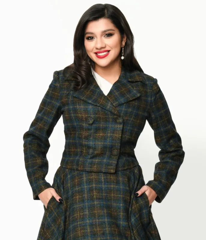 Blue & Green Check Plaid Jacket sold by Unique Vintage