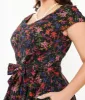 Black & Multicolor Floral Nova Swing Dress sold by Unique Vintage