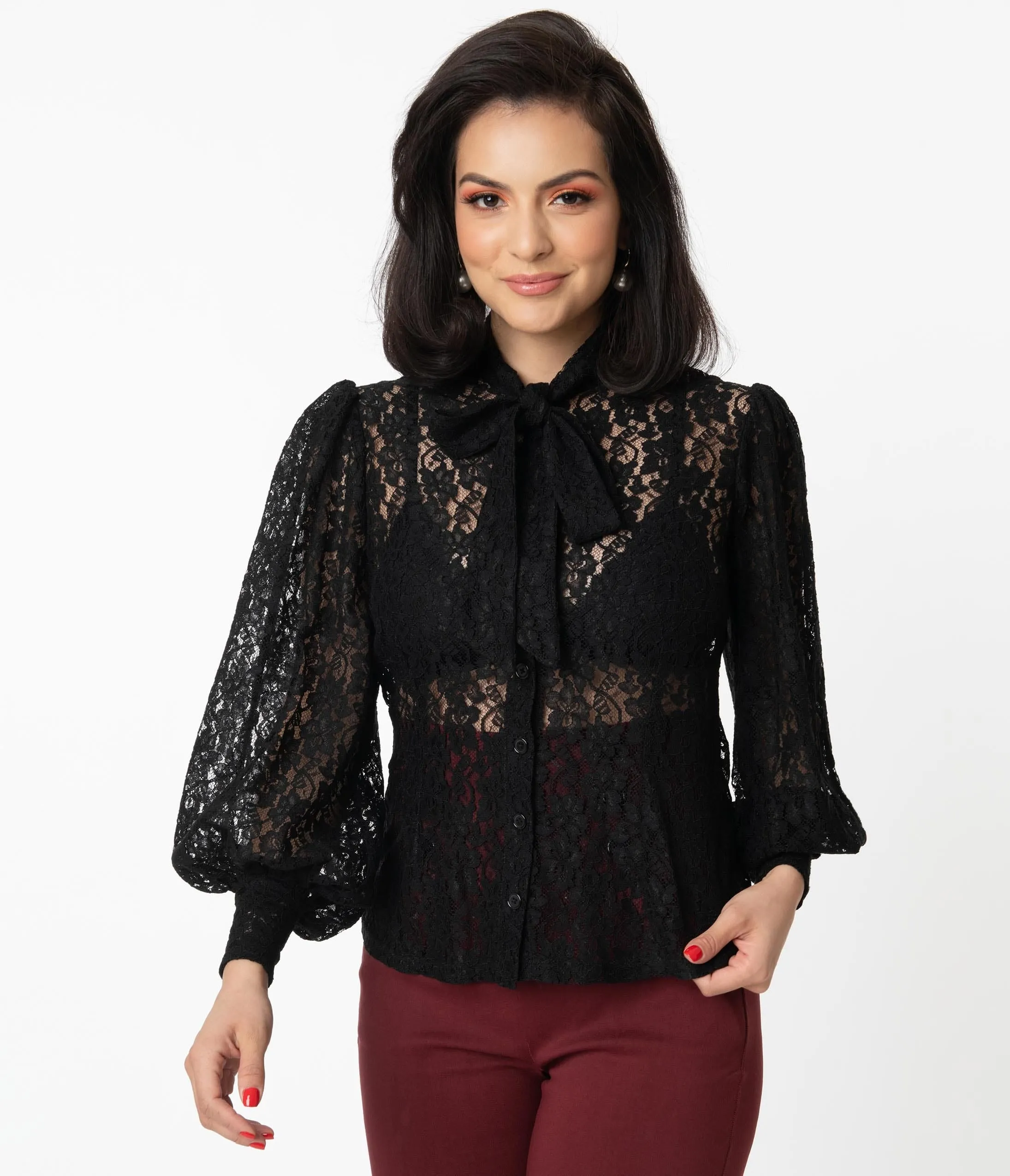 Unique Vintage Black Lace Sheer Gwen Blouse sold by Unique Vintage product image thumbnail 5