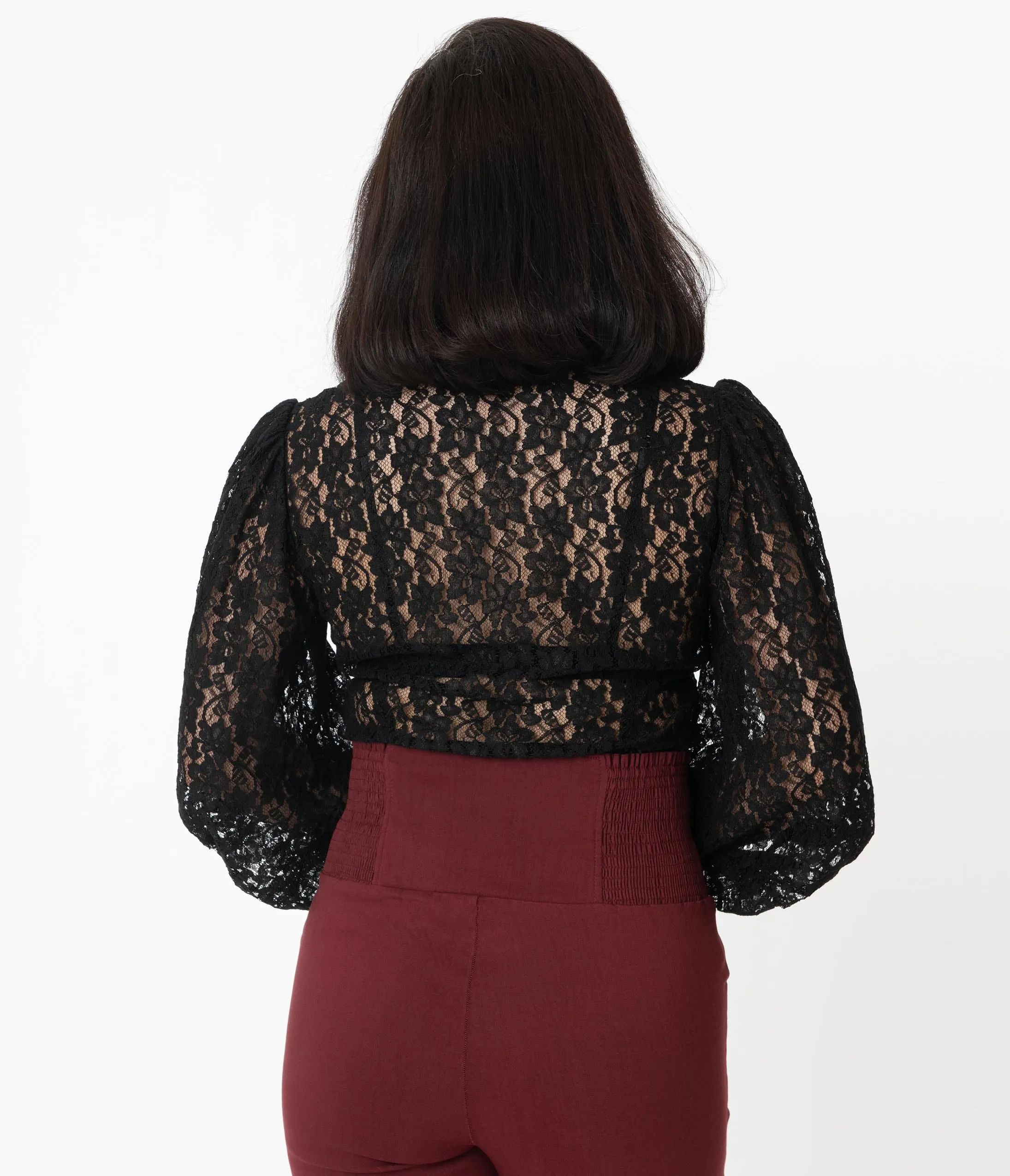 Unique Vintage Black Lace Sheer Gwen Blouse sold by Unique Vintage product image thumbnail 2