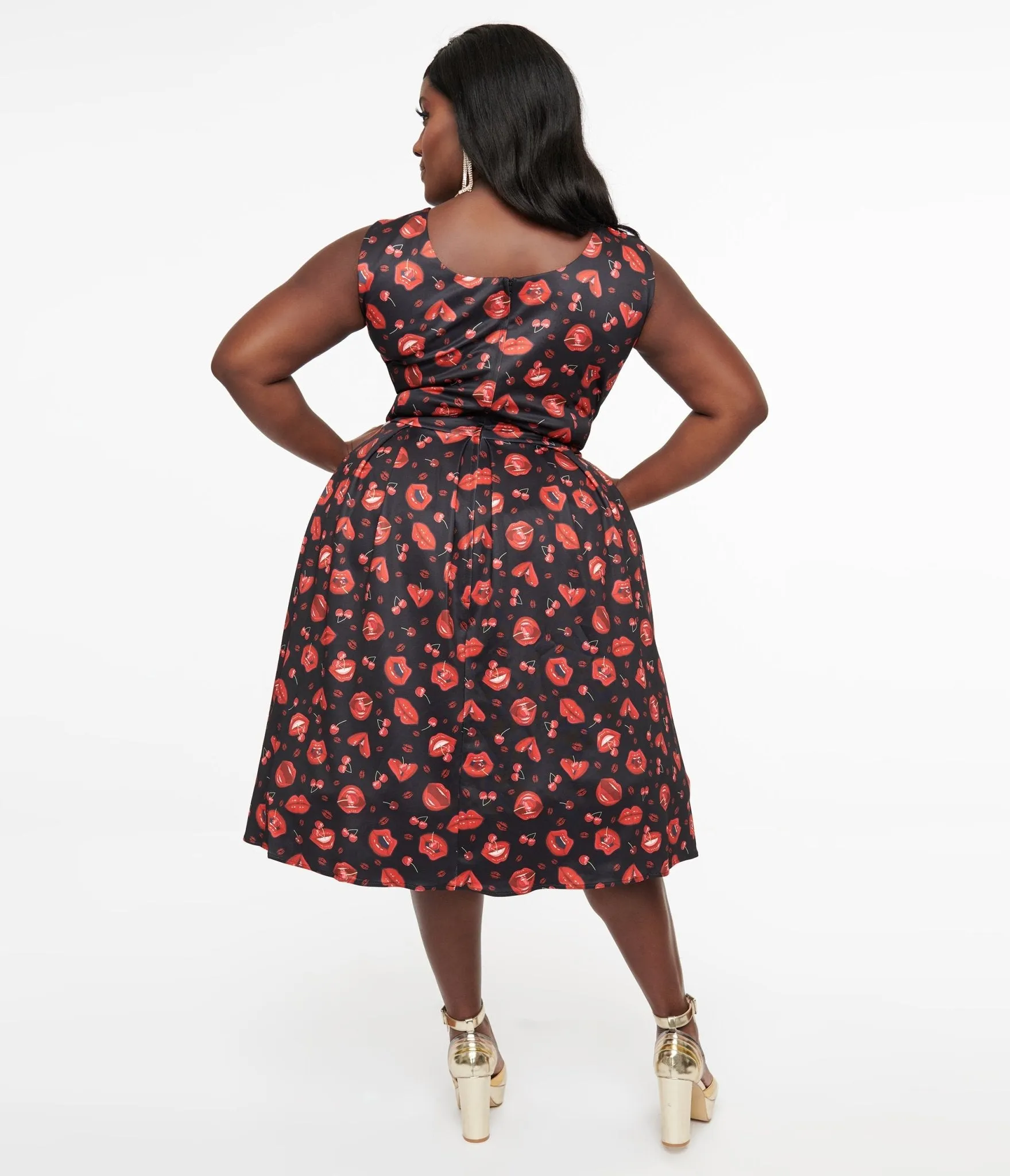 Dolly & Dotty 1950s Red Lip & Cherry Amanda Swing Dress sold by Unique Vintage product image thumbnail 2