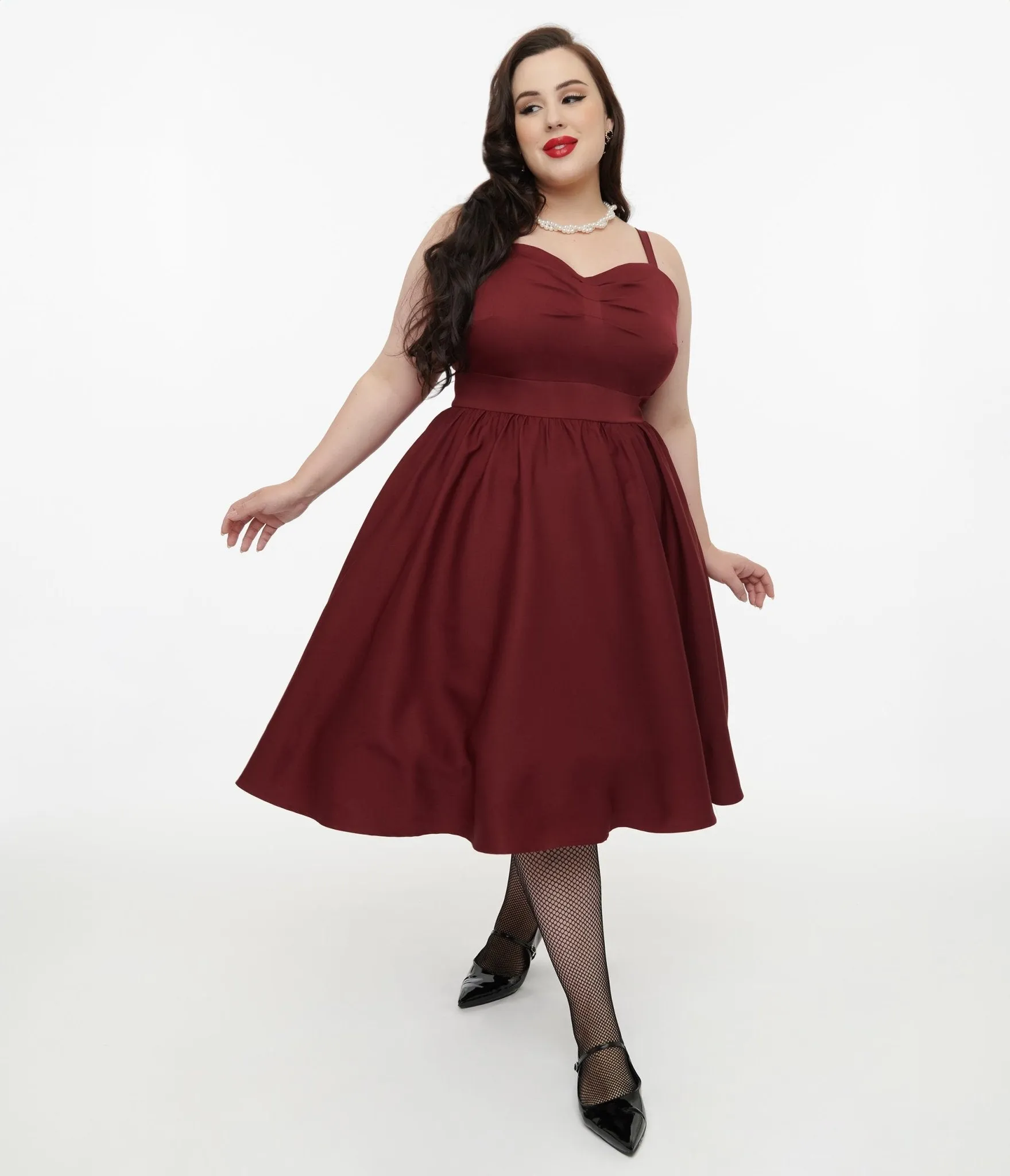 Disney Hocus Pocus Collection by Unique Vintage Plus Size Burgundy & Grey Plaid Hocus Pocus Capelet Swing Dress sold by Unique Vintage product image thumbnail 2