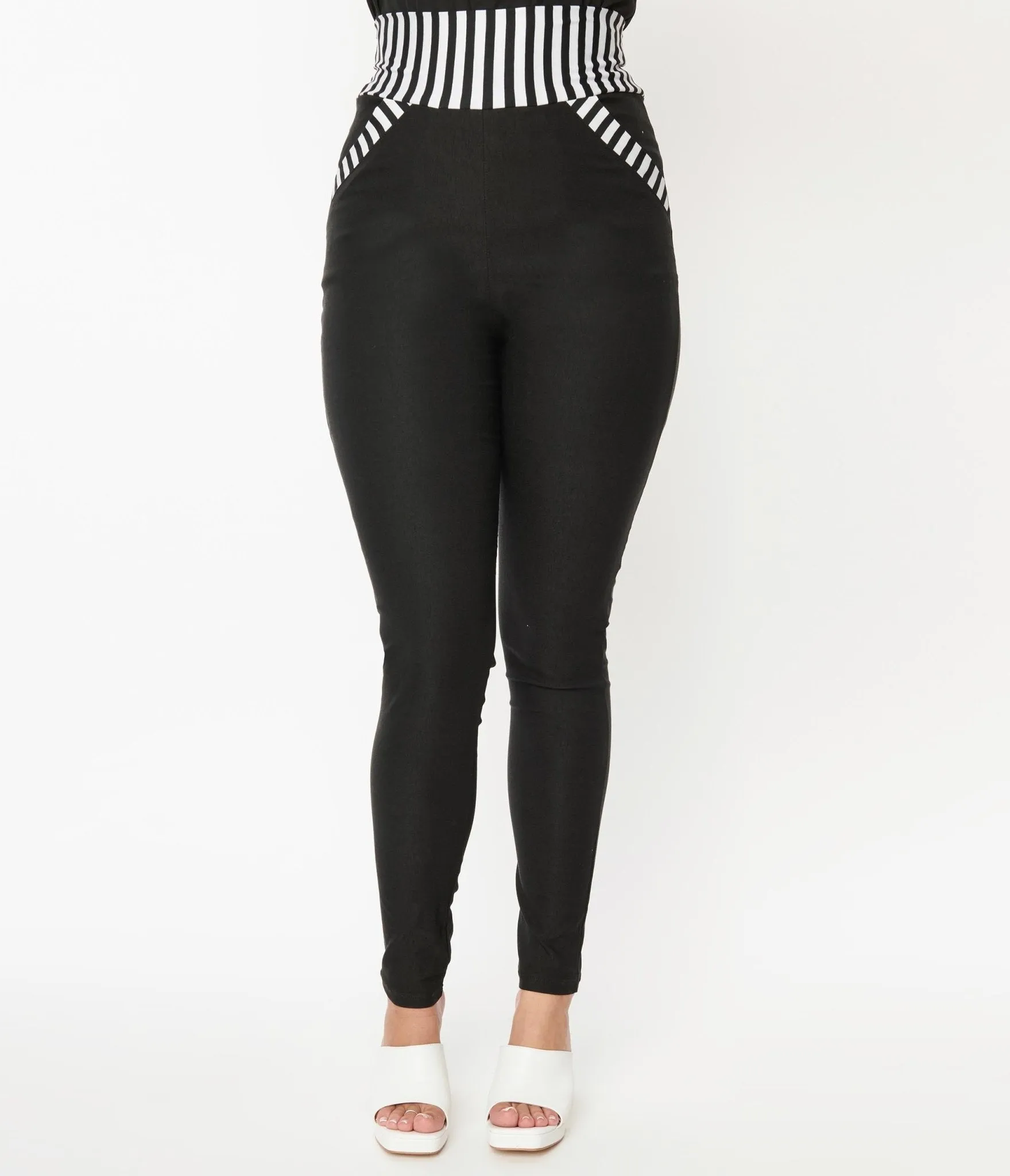 Black & Striped Contrast Showtime Pants sold by Unique Vintage product image thumbnail 2
