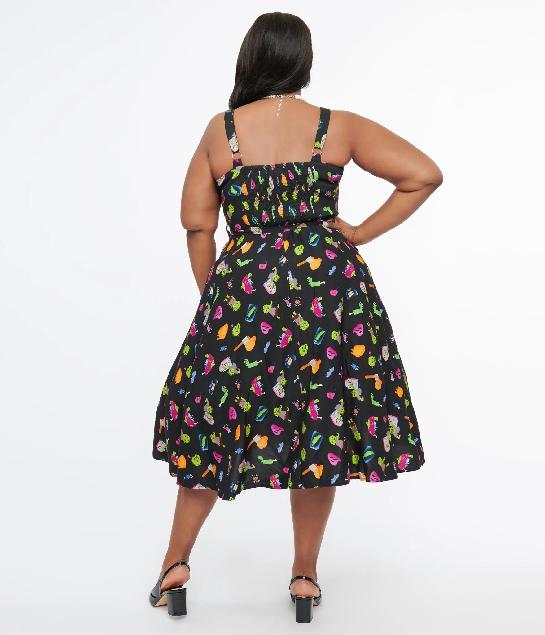 Plus Size 1950s Black Zombie Print Lori Swing Dress sold by Unique Vintage product image thumbnail 2