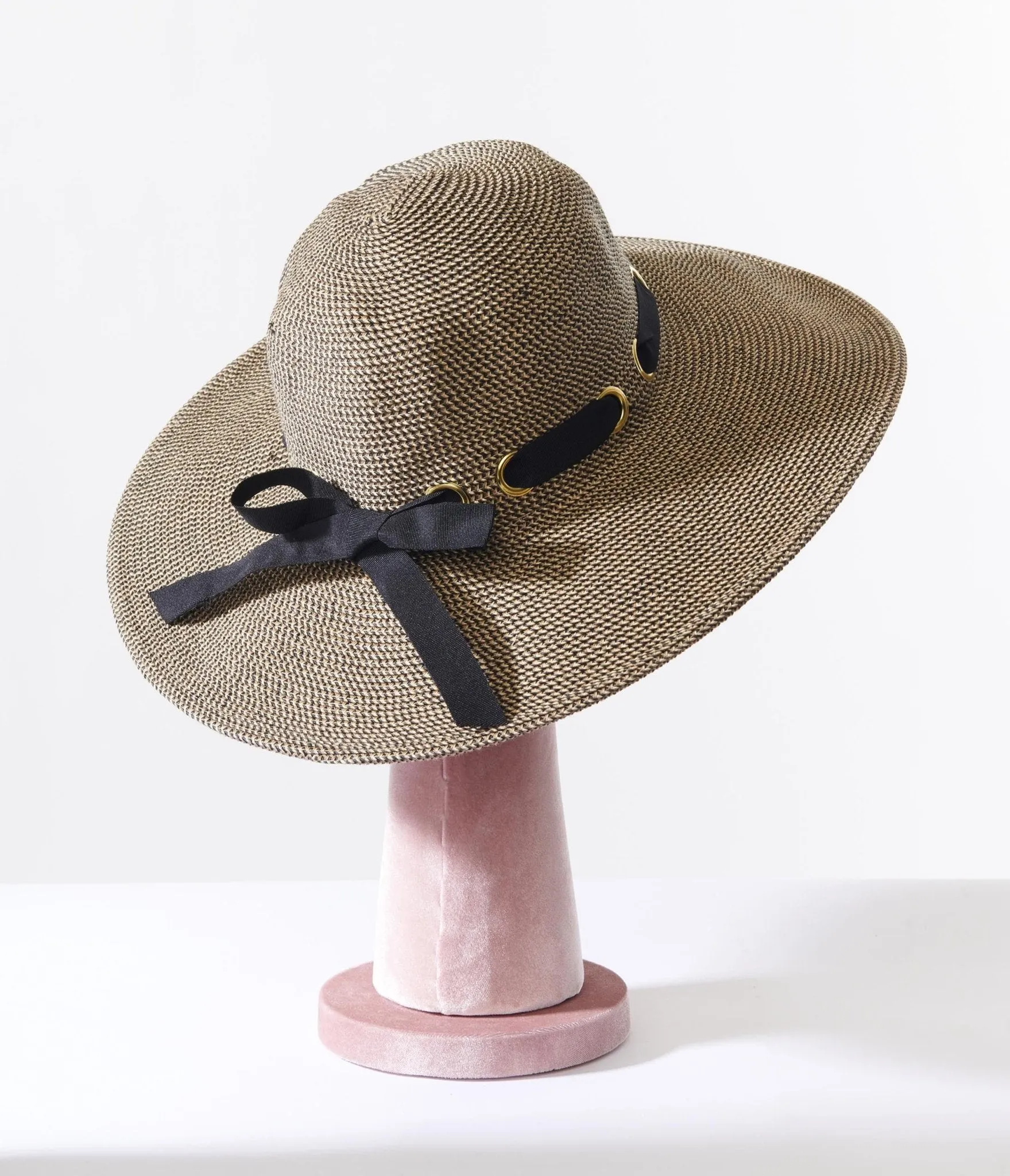 Tan & Black Ribbon Sun Hat sold by Unique Vintage product image thumbnail 3