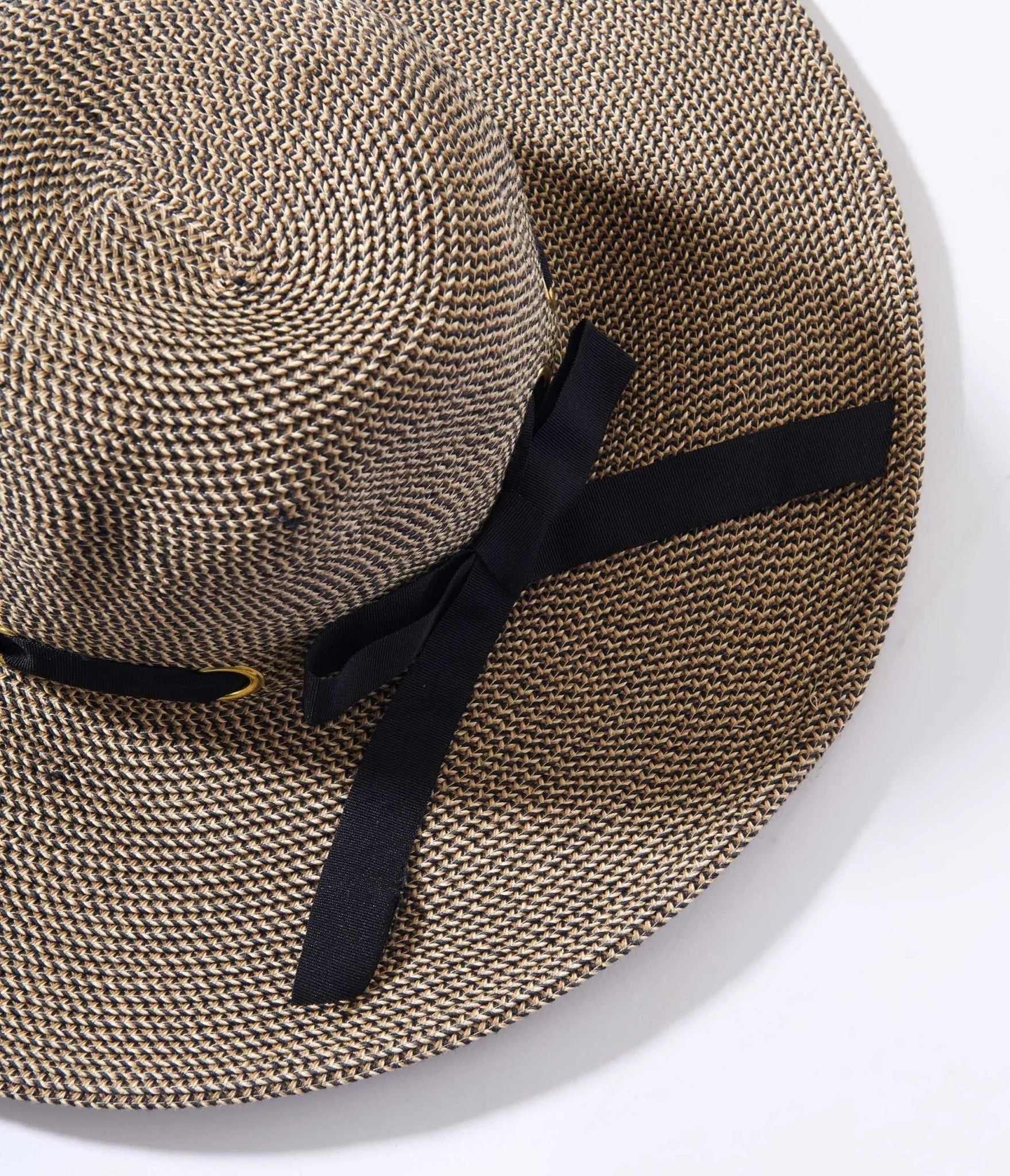 Tan & Black Ribbon Sun Hat sold by Unique Vintage