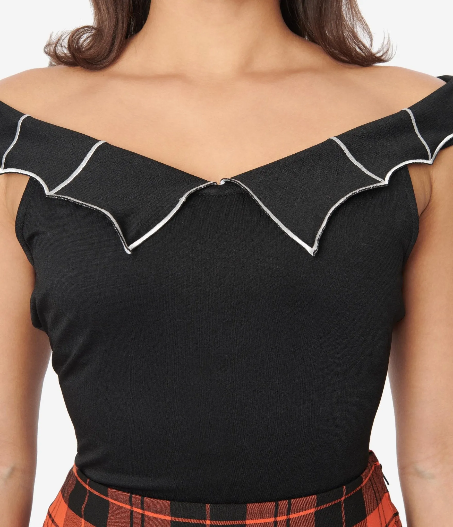 Unique Vintage Black & White Web Off the Shoulder Top sold by Unique Vintage product image thumbnail 2