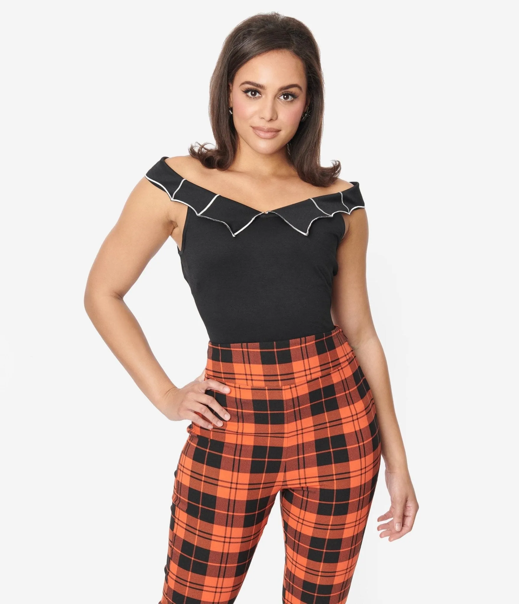 Unique Vintage Black & White Web Off the Shoulder Top sold by Unique Vintage product image thumbnail 4