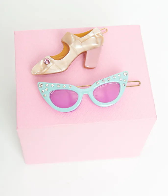 1950s Sunglasses & Heel Hair Pin Set sold by Unique Vintage