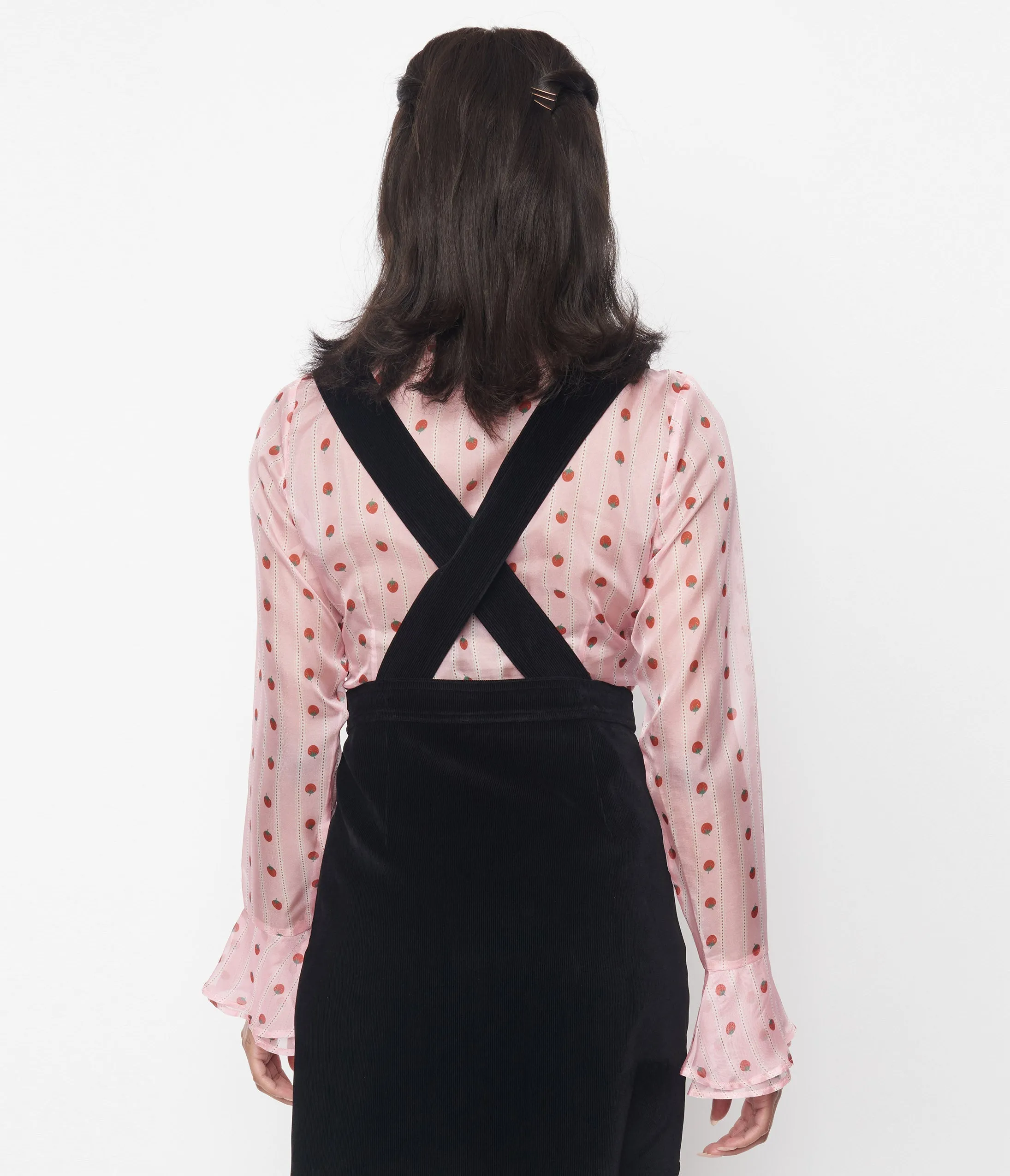 Smak Parlour Pink & Strawberries Stripe Ruffle Blouse sold by Unique Vintage product image thumbnail 2