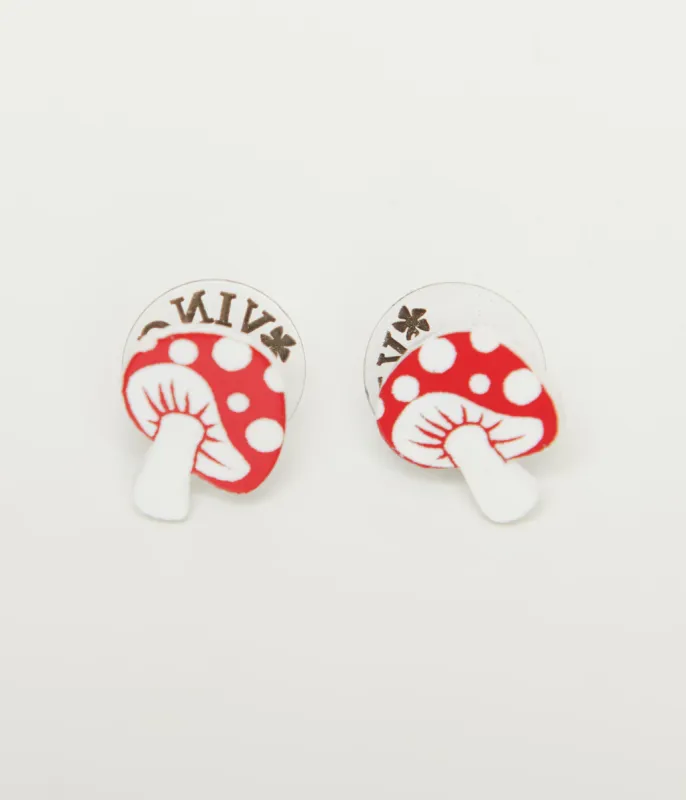 Red & White Mushroom Earrings sold by Unique Vintage