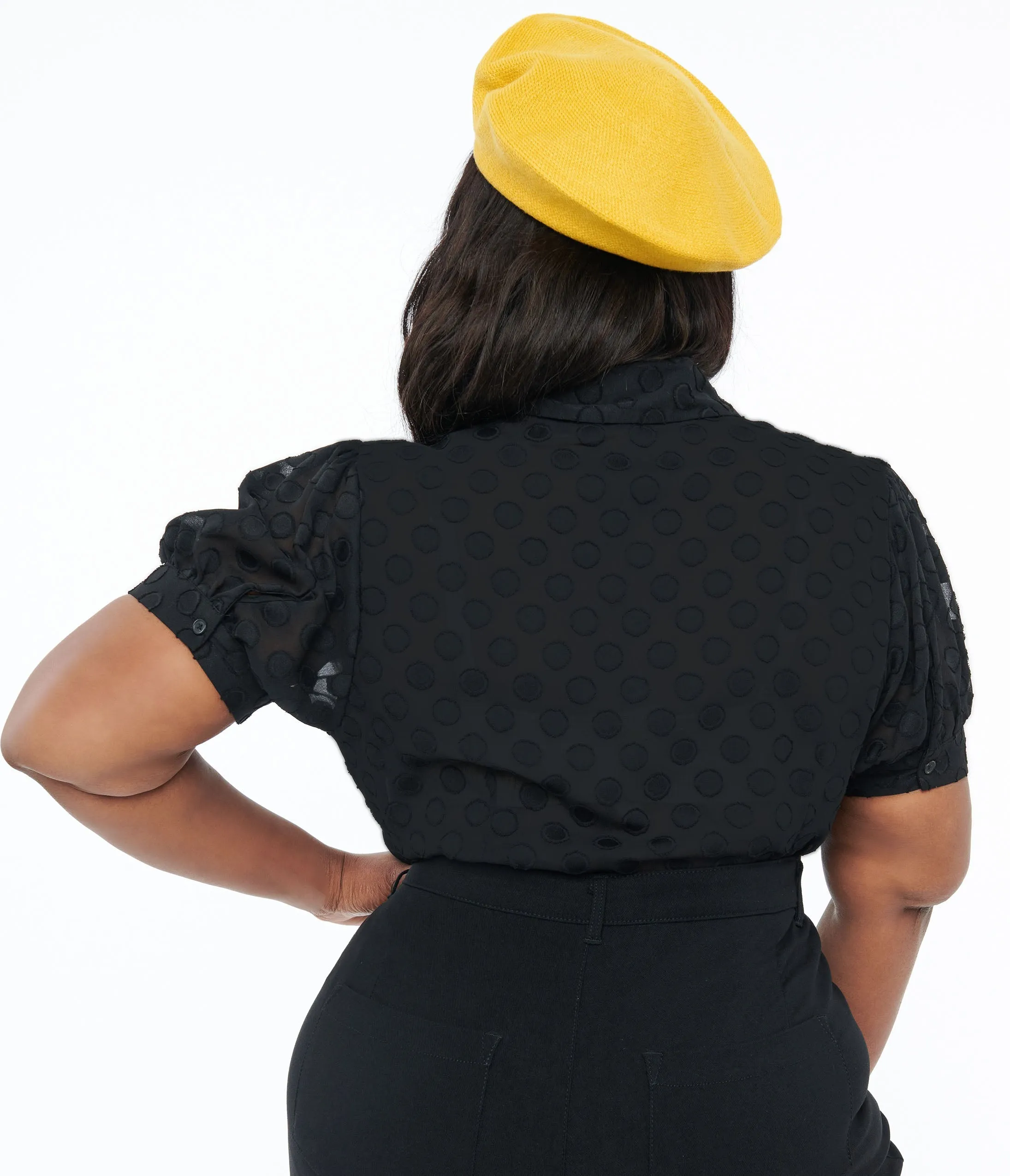 Smak Parlour Plus Size Sheer Black Dot Puff Sleeve Blouse sold by Unique Vintage product image thumbnail 2