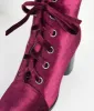 Bordeaux Purple Velvet Lace Up Bootie sold by Unique Vintage