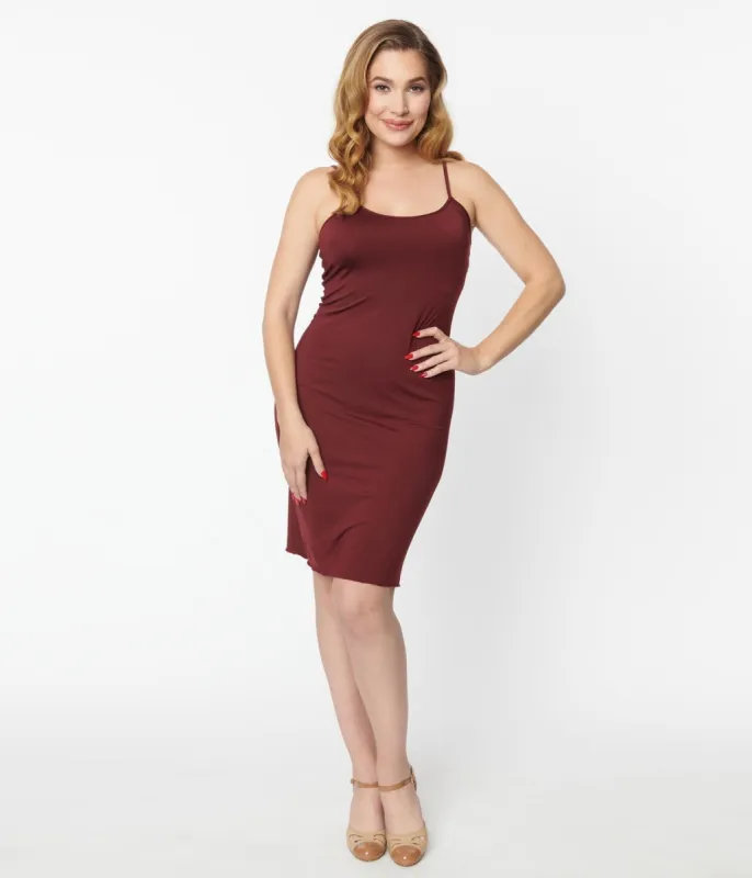 Unique Vintage Burgundy Long Slip sold by Unique Vintage