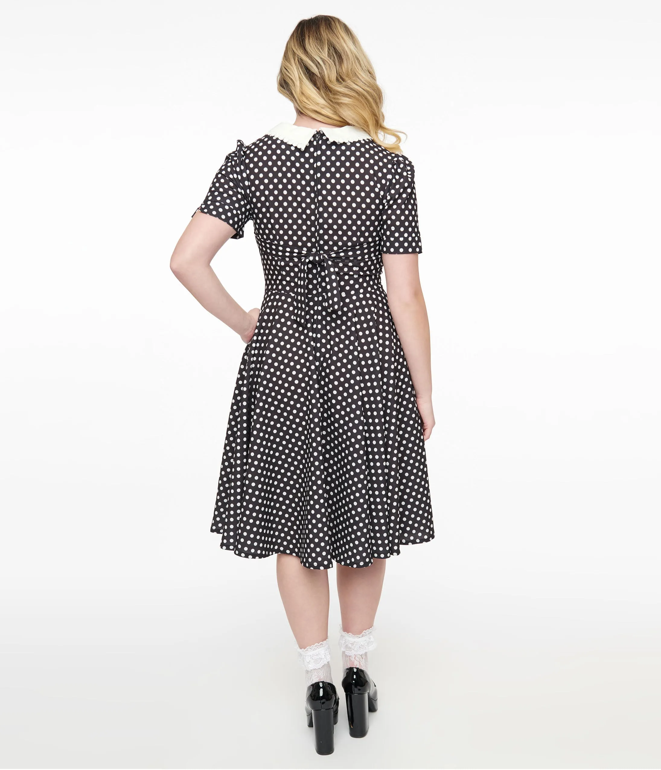 1950s Black & White Polka Dot Brielle Swing Dress sold by Unique Vintage product image thumbnail 2