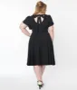 Unique Vintage Plus Size 1940s Black Texture Swing Dress sold by Unique Vintage