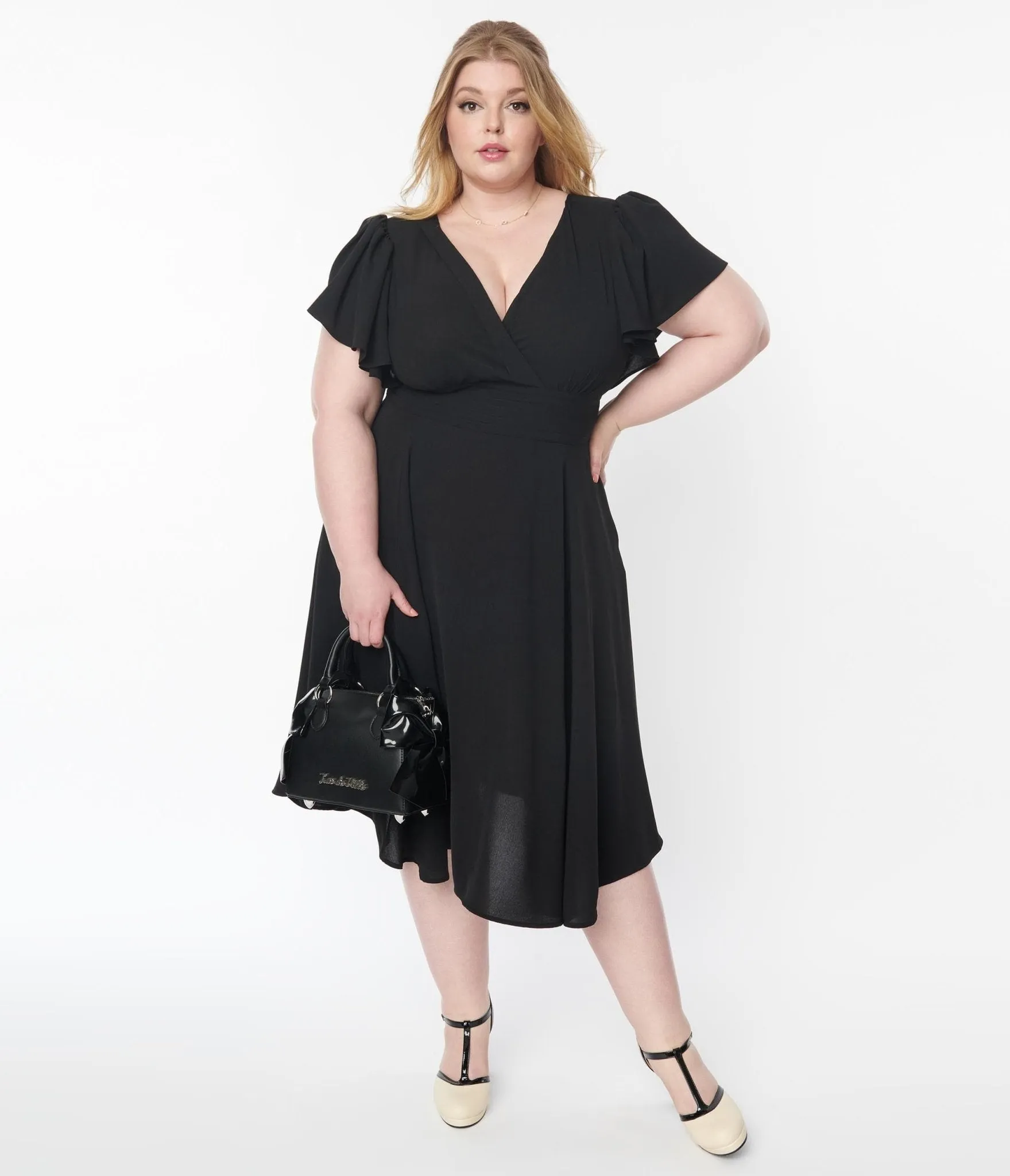 Unique Vintage Plus Size 1940s Black Texture Swing Dress sold by Unique Vintage product image thumbnail 5