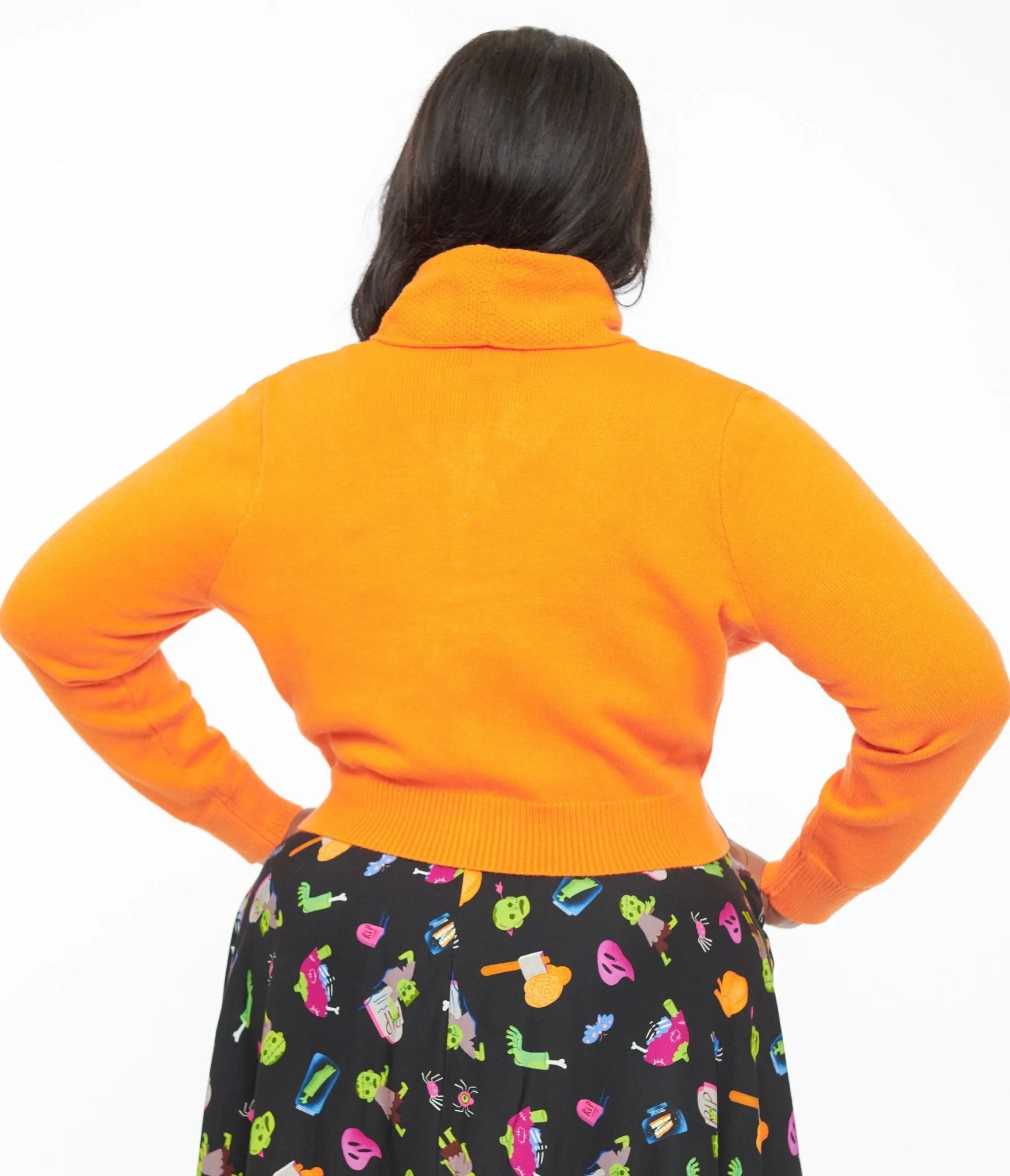 Plus Size 1950s Pumpkin Orange Cropped Cardigan sold by Unique Vintage product image thumbnail 2