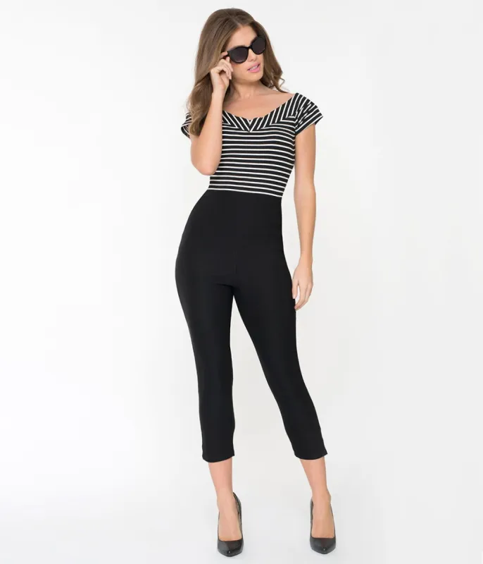 Unique Vintage 1950s Black High Waist Rachelle Capri Pants sold by Unique Vintage