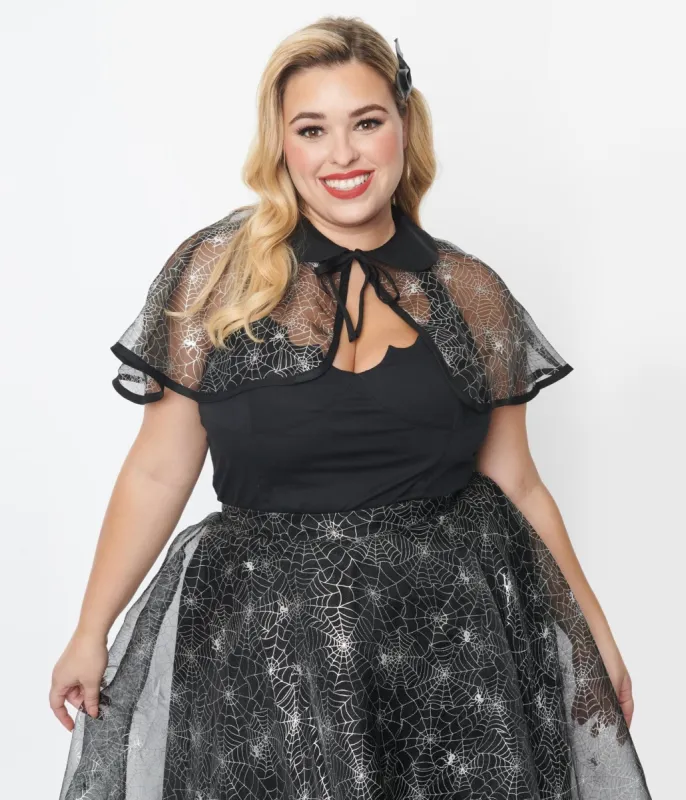 Magnolia Place Plus Size Black Spiderweb Capelet sold by Unique Vintage