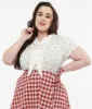 Plus Size 1950s White Cherry Print Blouse sold by Unique Vintage