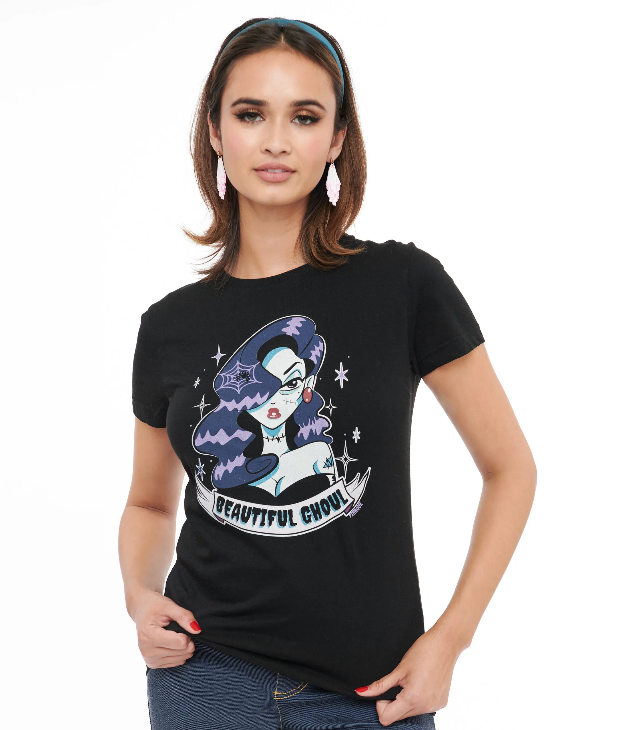 1950s Black Beautiful Ghoul Fitted Graphic Tee sold by Unique Vintage product image thumbnail 3