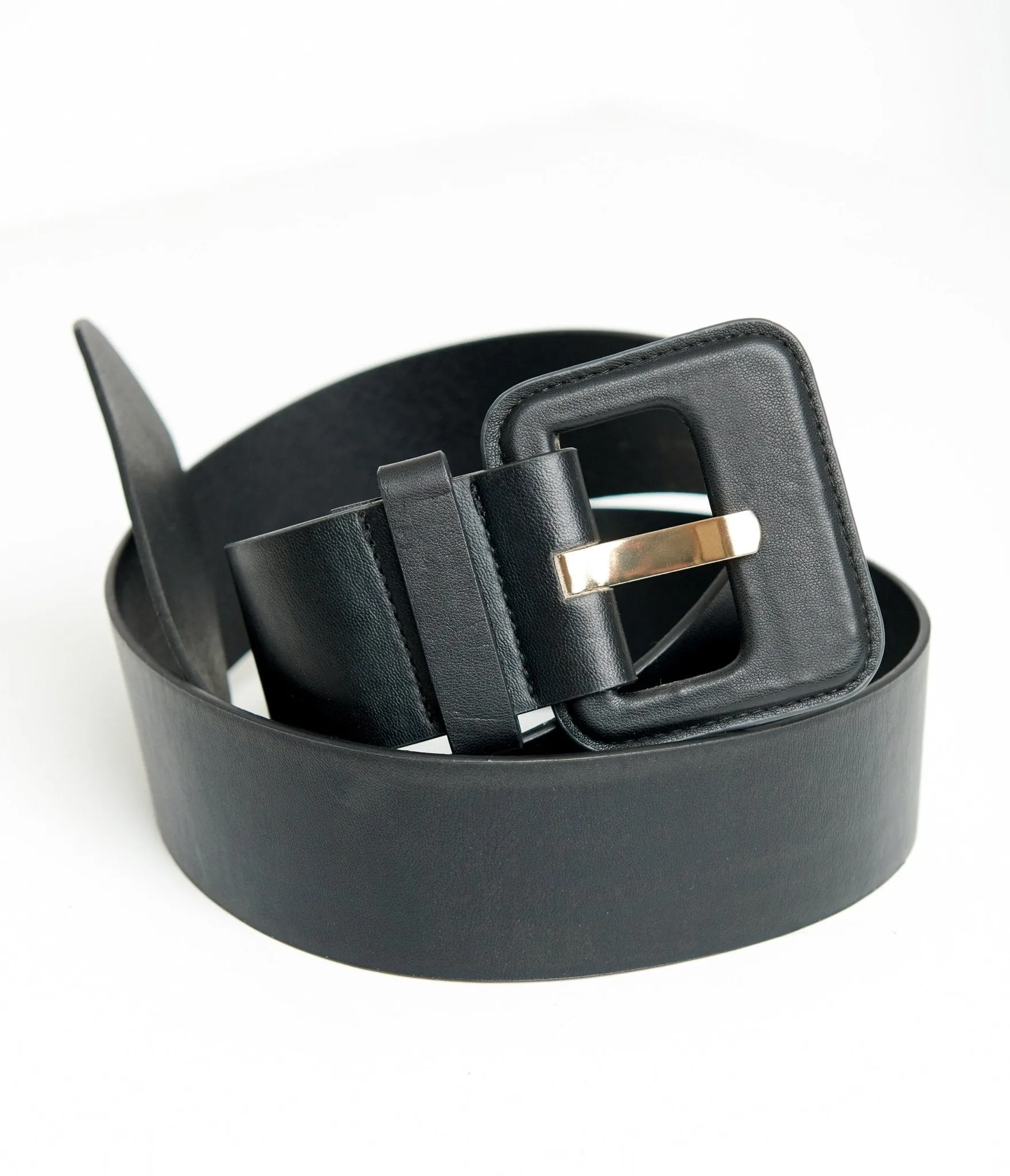 Plus Size Black Leatherette Wide Belt sold by Unique Vintage
