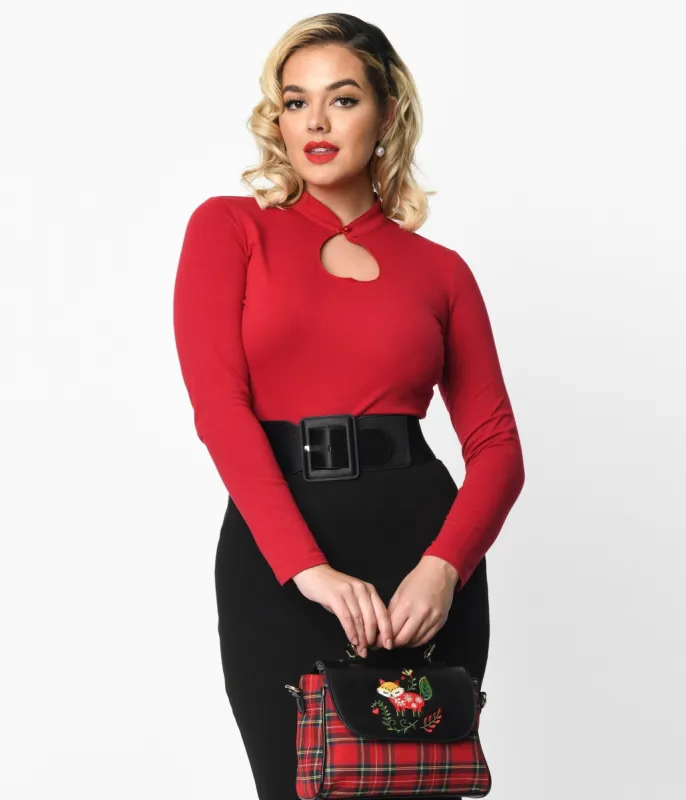 Red Tear Drop Keyhole Top sold by Unique Vintage
