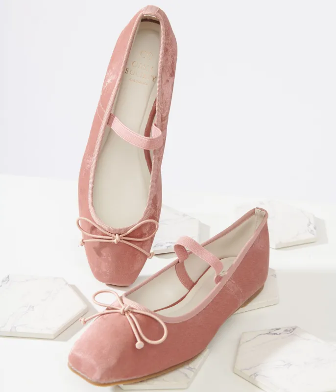 Y2K Dusty Pink Bow Ballet Flats sold by Unique Vintage