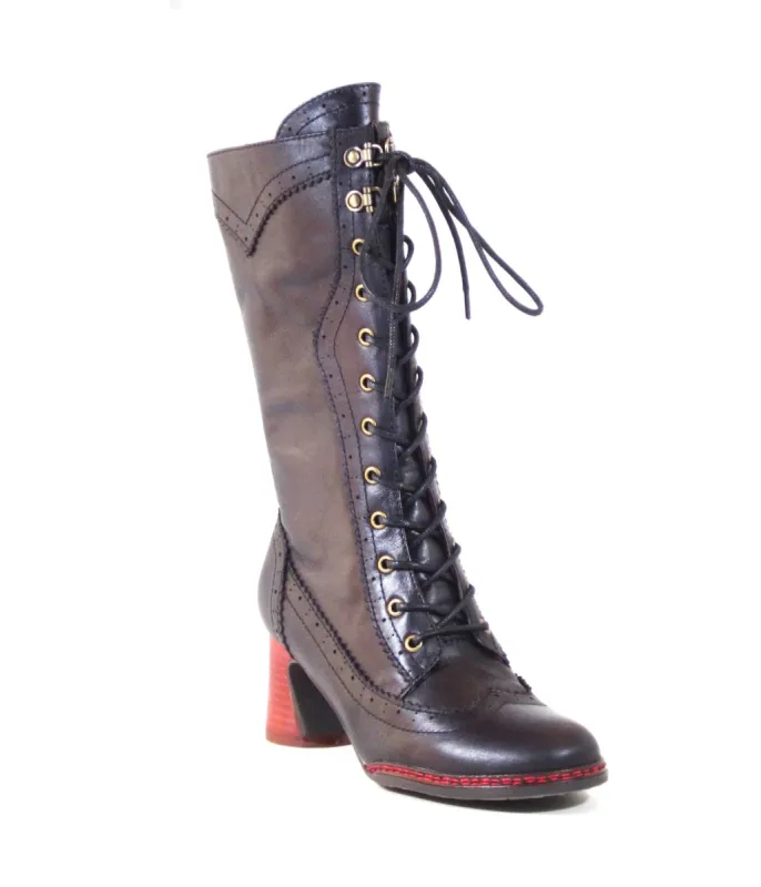 Chelsea Crew 1930s Black Leatherette Knee High Gaston Boots sold by Unique Vintage