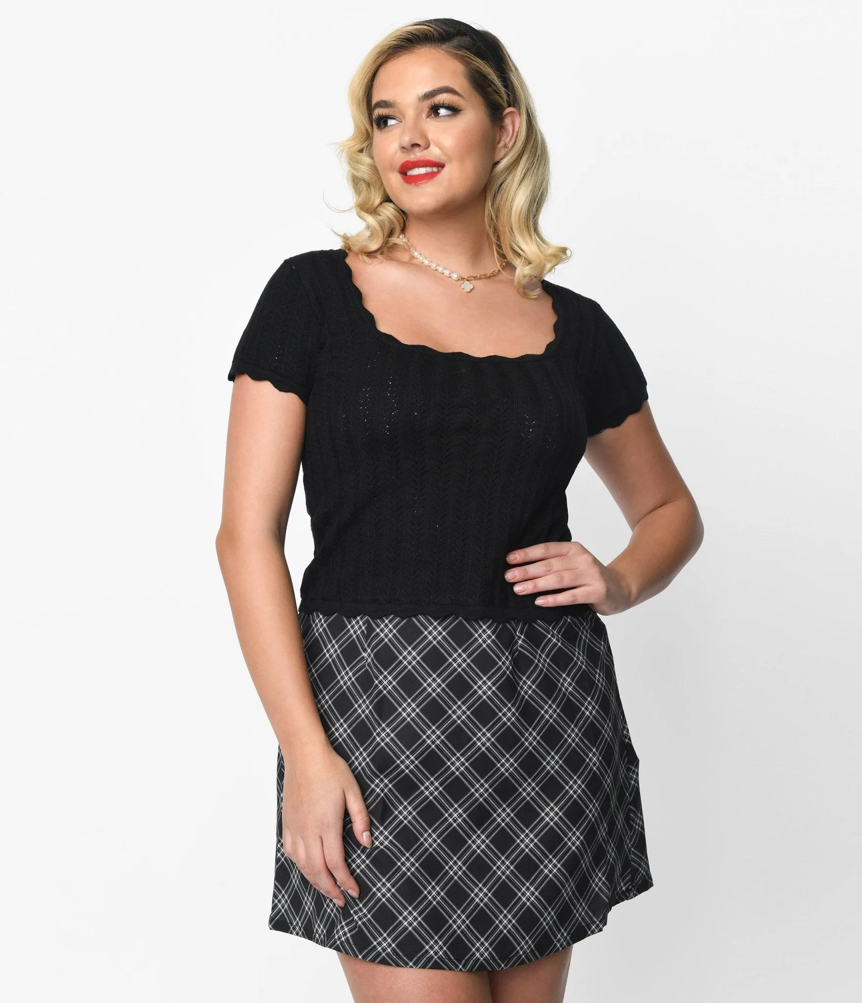 Black Ruffle Knit Top sold by Unique Vintage product image thumbnail 3