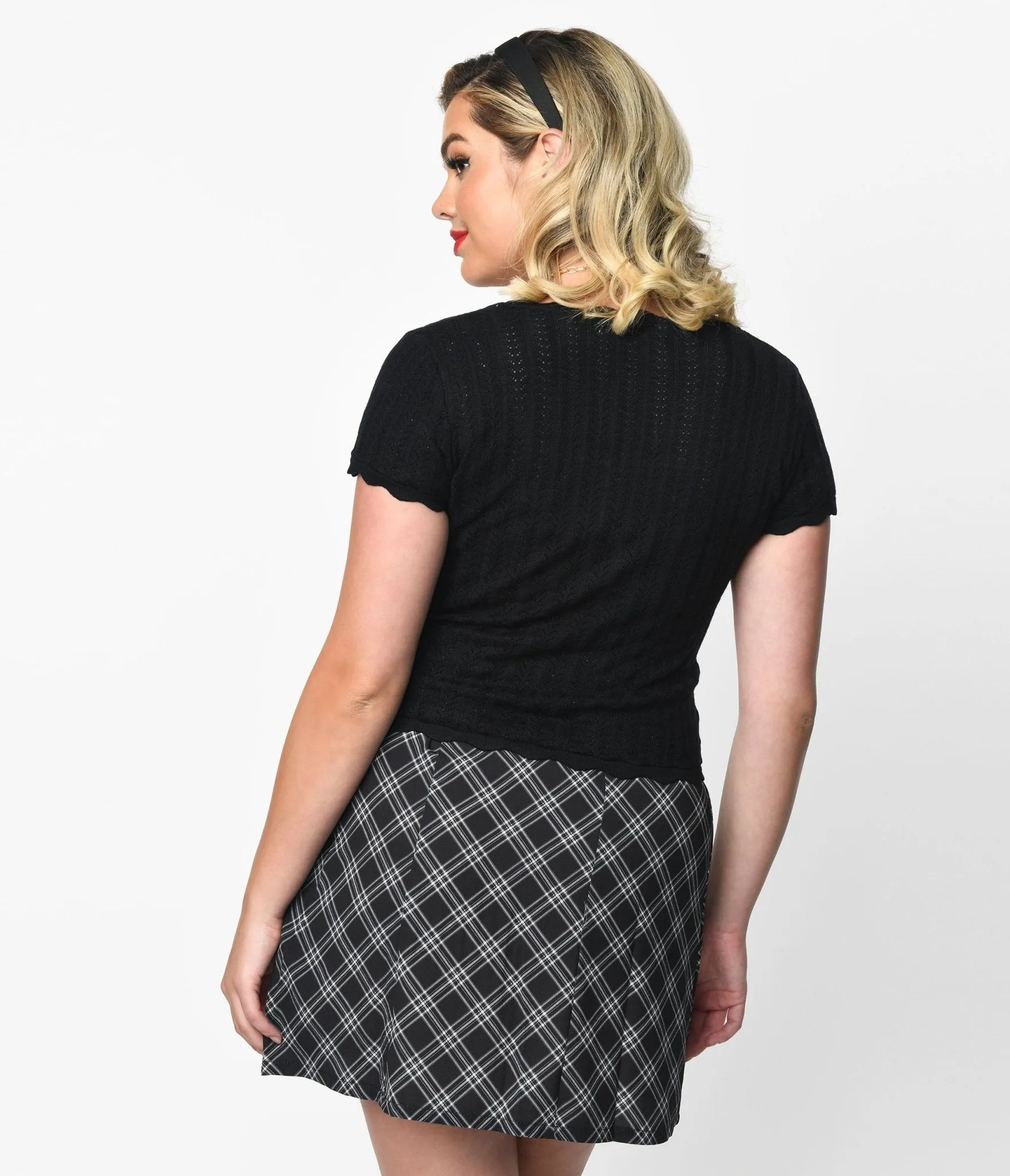 Black Ruffle Knit Top sold by Unique Vintage product image thumbnail 2