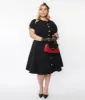 Unique Vintage Plus Size Black Button Swing Dress sold by Unique Vintage