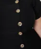 Unique Vintage Plus Size Black Button Swing Dress sold by Unique Vintage