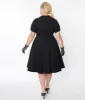 Unique Vintage Plus Size Black Button Swing Dress sold by Unique Vintage