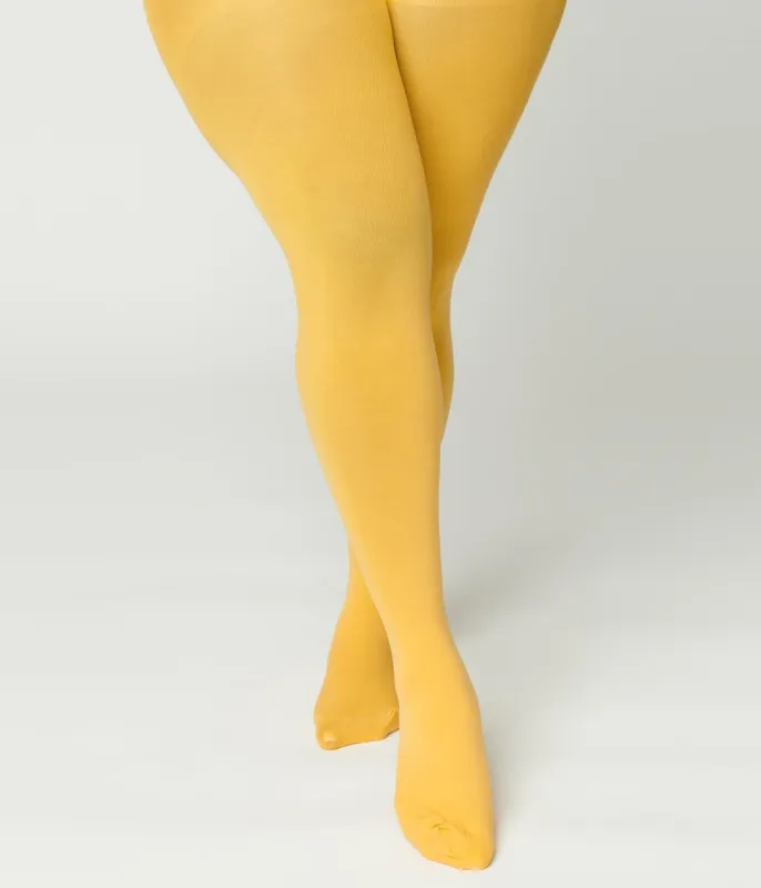 Sunset Yellow Summer 90 Opaque Tights sold by Unique Vintage