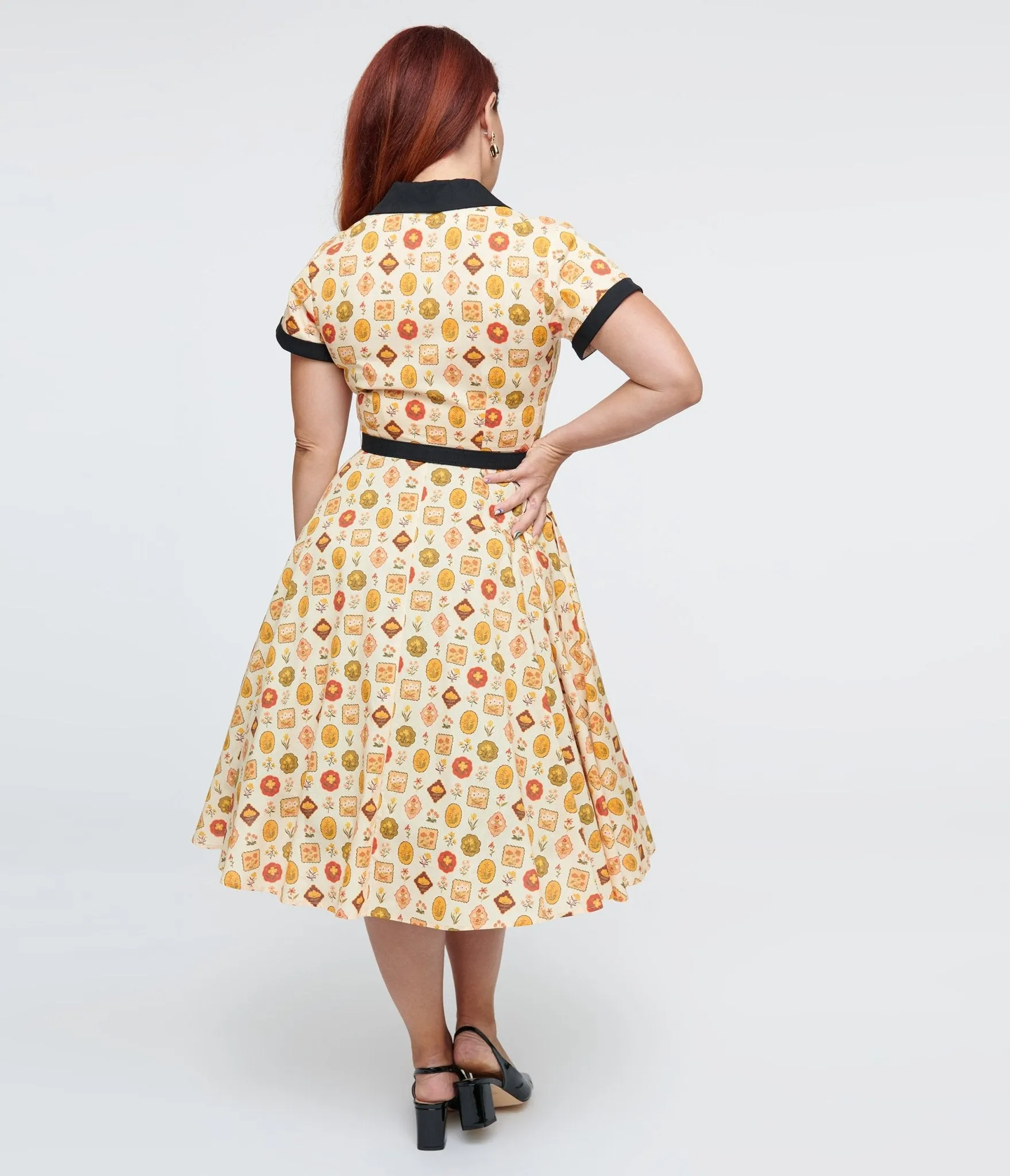 Unique Vintage 1950s Cream Floral Alexis Swing Dress sold by Unique Vintage product image thumbnail 2