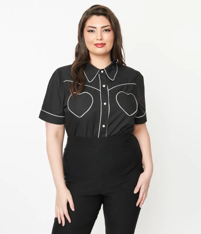 Unique Vintage Plus Size Black Heart Pocket Top sold by Unique Vintage